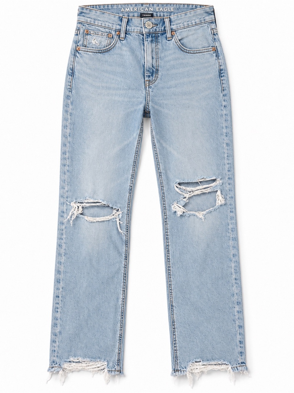 American Eagle Women’s Size 8 Short Strigid Light Wash Ripped Distressed Jeans